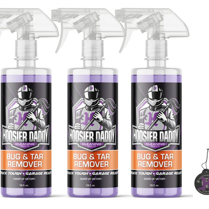 Hoosier Daddy 16oz Car Bug & Tar Remover - Fast-Acting Formula Dissolves Tough Bugs, Tar, & Sap - Easy Spray-On, Wipe-Off Solution for a Spotless Polished finish(3-Pack)
