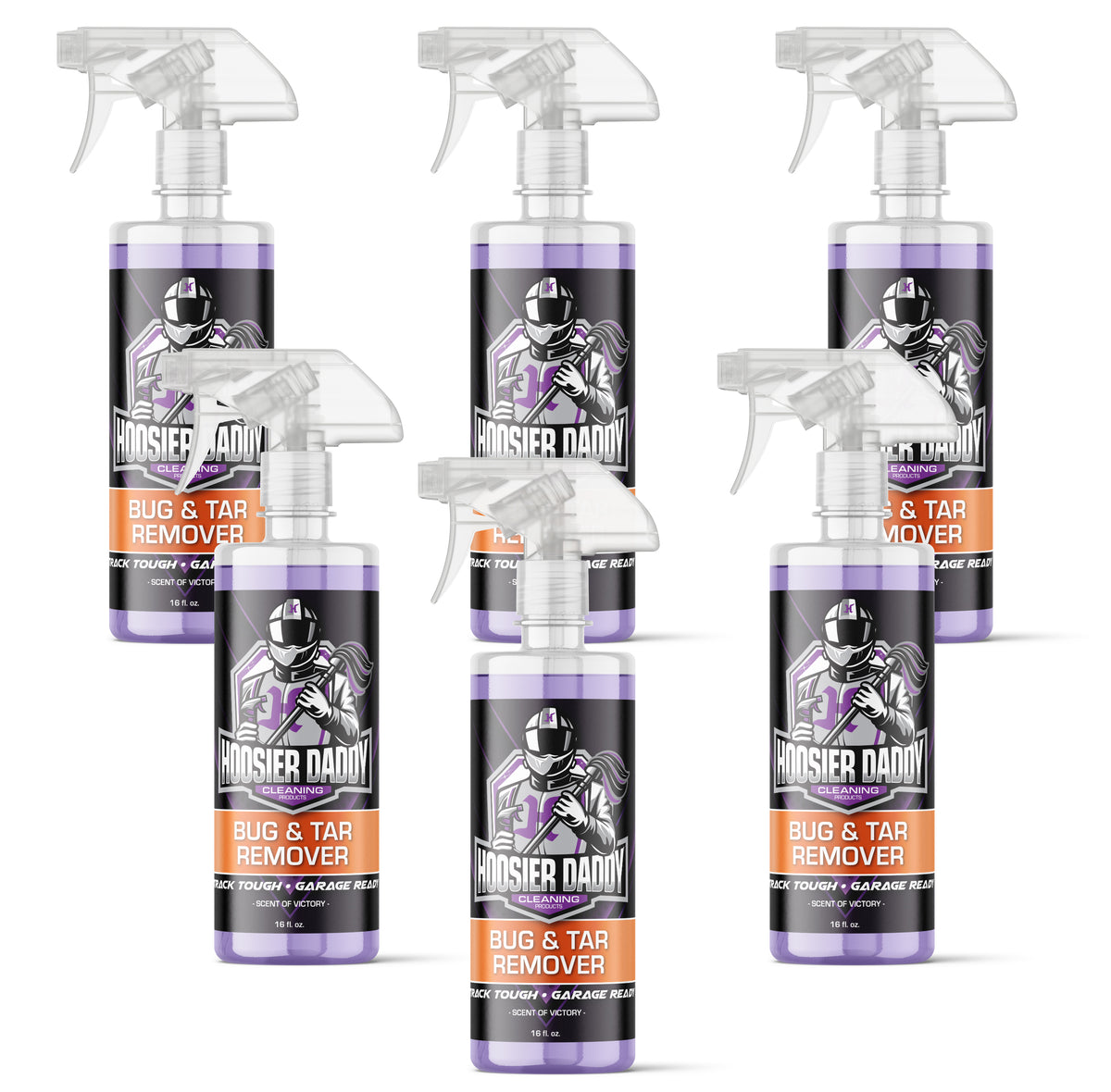 Hoosier Daddy 16oz Car Bug & Tar Remover - Fast-Acting Formula Dissolves Tough Bugs, Tar, & Sap - Easy Spray-On, Wipe-Off Solution for a Spotless Polished finish(6-Pack)