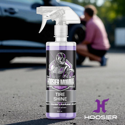 Hoosier Momma 16oz Car Tire Shine - Long-Lasting, High-Gloss Formula Enhances Tires with a Wet-Look Shine - Repels Dirt & Protects Rubber - Easy Spray-On for a Showroom Finish