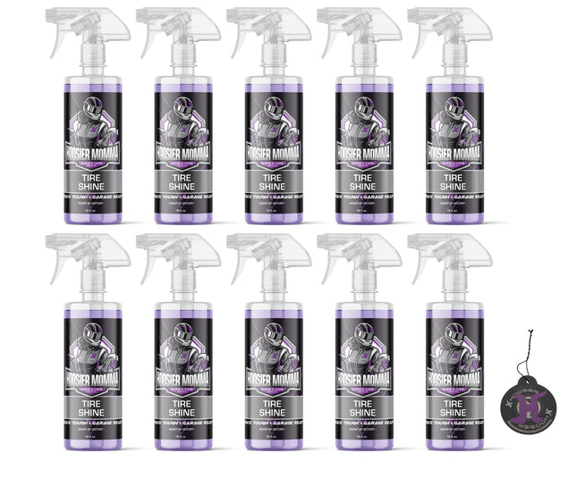 Hoosier Momma 16oz Car Tire Shine - Long-Lasting, High-Gloss Formula Enhances Tires with a Wet-Look Shine - Repels Dirt & Protects Rubber - Easy Spray-On for a Showroom Finish(10-Pack)