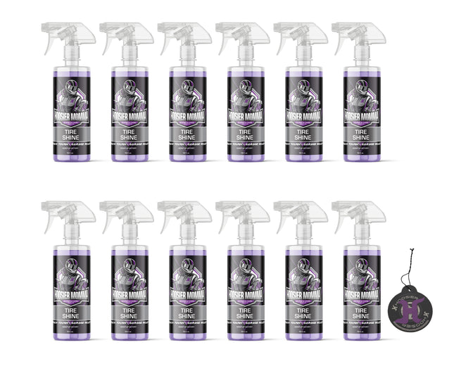 Hoosier Momma 16oz Car Tire Shine - Long-Lasting, High-Gloss Formula Enhances Tires with a Wet-Look Shine - Repels Dirt & Protects Rubber - Easy Spray-On for a Showroom Finish(12-Pack)