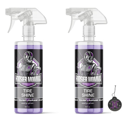Hoosier Momma 16oz Car Tire Shine - Long-Lasting, High-Gloss Formula Enhances Tires with a Wet-Look Shine - Repels Dirt & Protects Rubber - Easy Spray-On for a Showroom Finish(2-Pack)