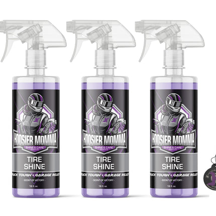 Hoosier Momma 16oz Car Tire Shine - Long-Lasting, High-Gloss Formula Enhances Tires with a Wet-Look Shine - Repels Dirt & Protects Rubber - Easy Spray-On for a Showroom Finish(3-Pack)