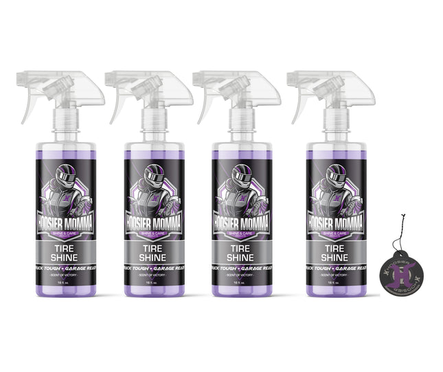 Hoosier Momma 16oz Car Tire Shine - Long-Lasting, High-Gloss Formula Enhances Tires with a Wet-Look Shine - Repels Dirt & Protects Rubber - Easy Spray-On for a Showroom Finish(4-Pack)