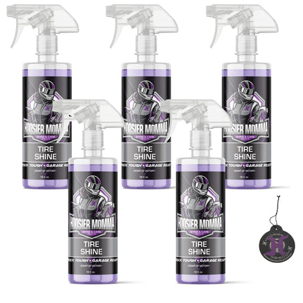 Hoosier Momma 16oz Car Tire Shine - Long-Lasting, High-Gloss Formula Enhances Tires with a Wet-Look Shine - Repels Dirt & Protects Rubber - Easy Spray-On for a Showroom Finish(5-Pack)