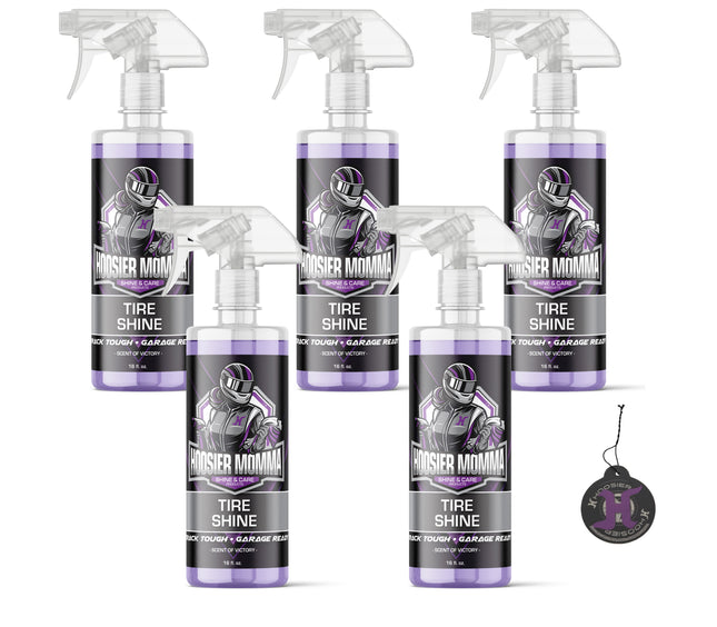 Hoosier Momma 16oz Car Tire Shine - Long-Lasting, High-Gloss Formula Enhances Tires with a Wet-Look Shine - Repels Dirt & Protects Rubber - Easy Spray-On for a Showroom Finish(5-Pack)