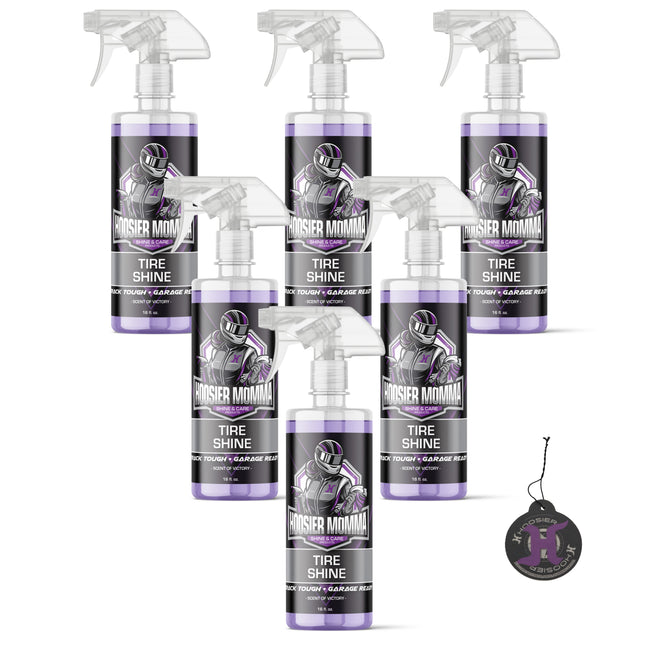 Hoosier Momma 16oz Car Tire Shine - Long-Lasting, High-Gloss Formula Enhances Tires with a Wet-Look Shine - Repels Dirt & Protects Rubber - Easy Spray-On for a Showroom Finish(6-Pack)