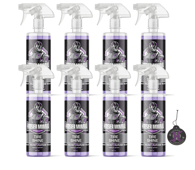 Hoosier Momma 16oz Car Tire Shine - Long-Lasting, High-Gloss Formula Enhances Tires with a Wet-Look Shine - Repels Dirt & Protects Rubber - Easy Spray-On for a Showroom Finish(8-Pack)