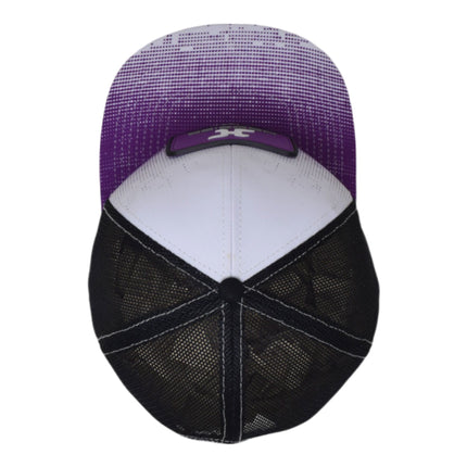 Hoosier Bumpstomp Purple & White Snapback Trucker Style Baseball Hat with Breathable Black Mesh Back & Adjustable Plastic Snapback Closure with Hoosier Keychain
