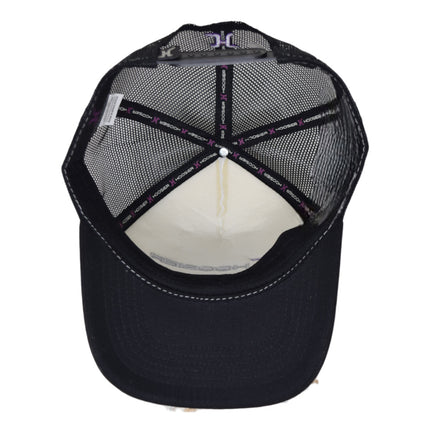 Hoosier Straightaway White Snapback Trucker Style Baseball Hat with Breathable Black Mesh Back & Adjustable Plastic Snapback Closure with Hoosier Keychain
