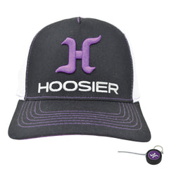 Hoosier Paddock Black Trucker Baseball Hat (S/M) w/ Breathable White Mesh Back with Hoosier Keychain