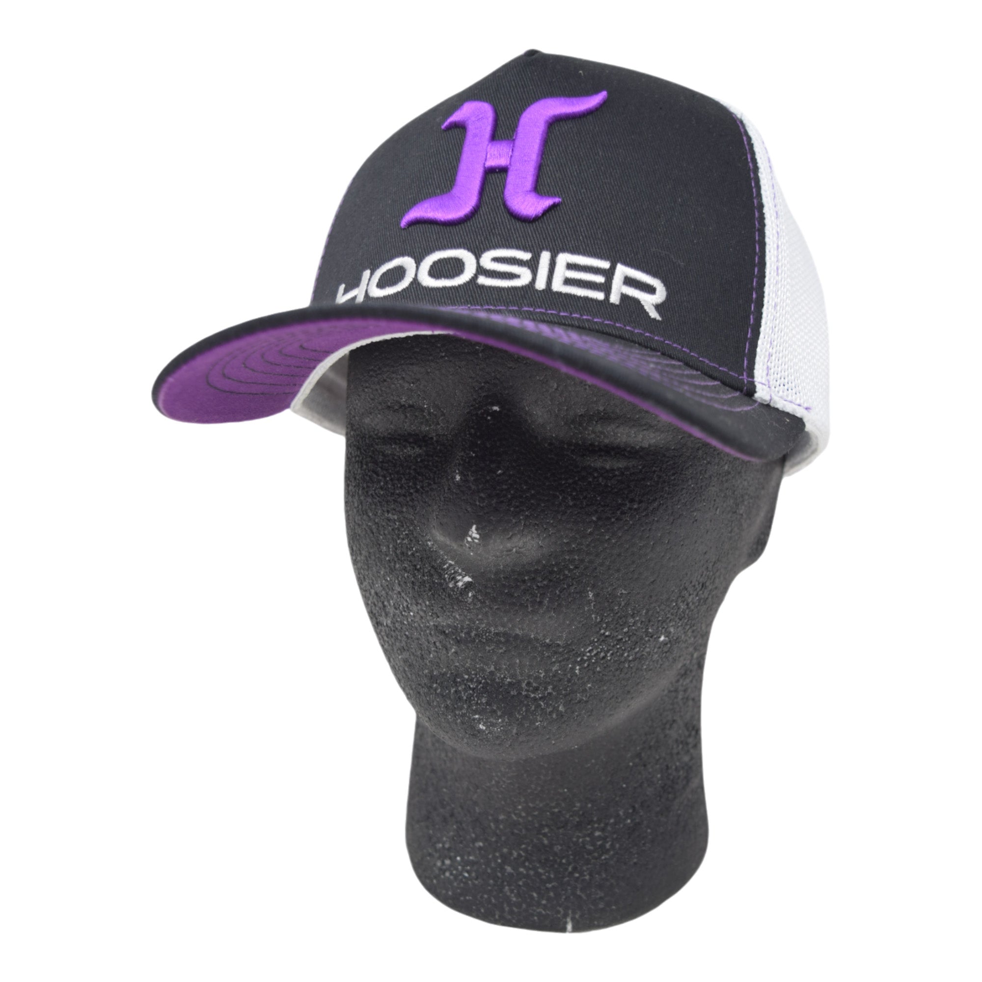 Hoosier Paddock Black Trucker Baseball Hat (S/M) w/ Breathable White Mesh Back with Hoosier Keychain