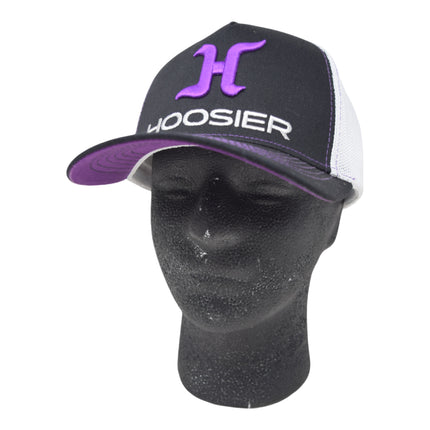 Hoosier Paddock Black Trucker Style Baseball Hat (S/M) with Breathable White Mesh Back with Hoosier Keychain