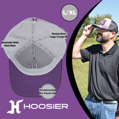 Hoosier Paddock Black Trucker Baseball Hat (L/XL) w/ Breathable White Mesh Back with Hoosier Keychain