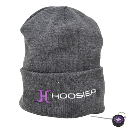 Hoosier Upshift Charcoal Gray Beanie Stocking Cap Hat w/ Hoosier Brand Logo with Hoosier Keychain