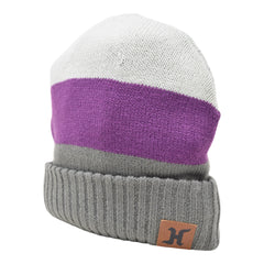 Hoosier Rookie Beanie Stocking Cap Hat with Ivory, Purple, and Gray with Hoosier Keychain