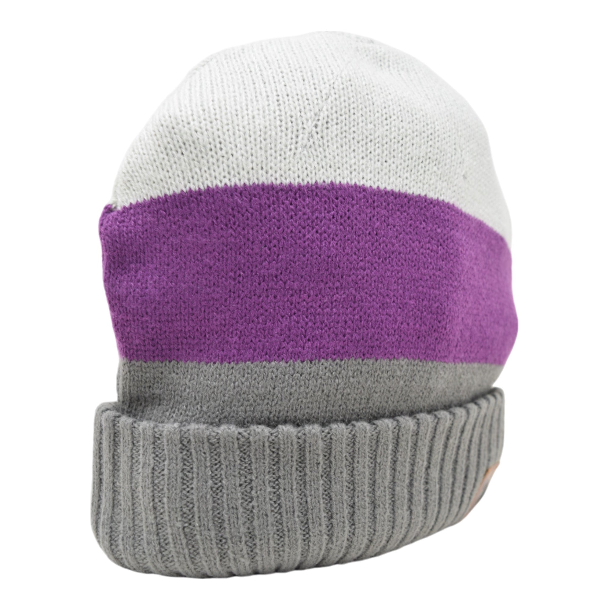 Hoosier Rookie Beanie Stocking Cap Hat with Ivory, Purple, and Gray with Hoosier Keychain