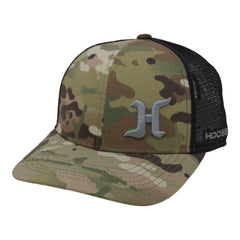 Hoosier Sandtrap Camo Snapback Trucker Baseball Hat w/ Breathable Black Mesh Back with Hoosier Keychain