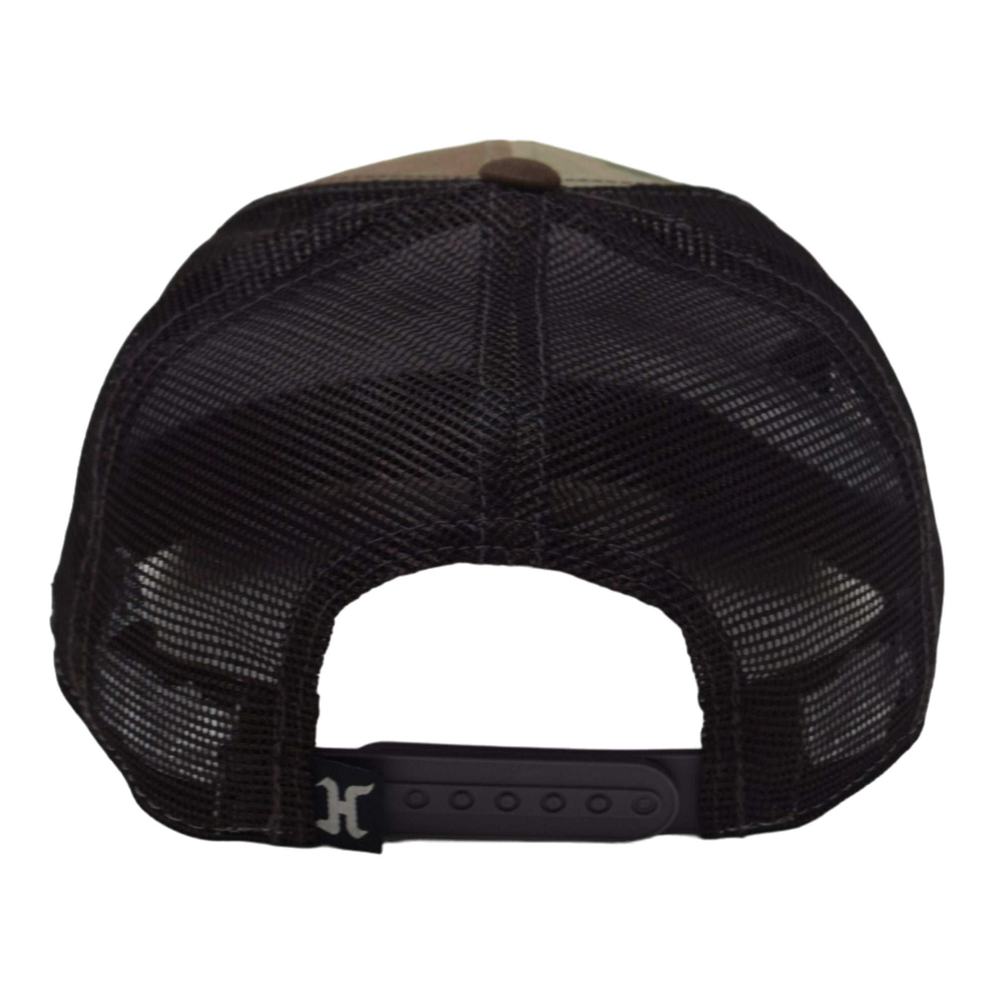 Hoosier Sandtrap Camo Snapback Trucker Baseball Hat w/ Breathable Black Mesh Back with Hoosier Keychain