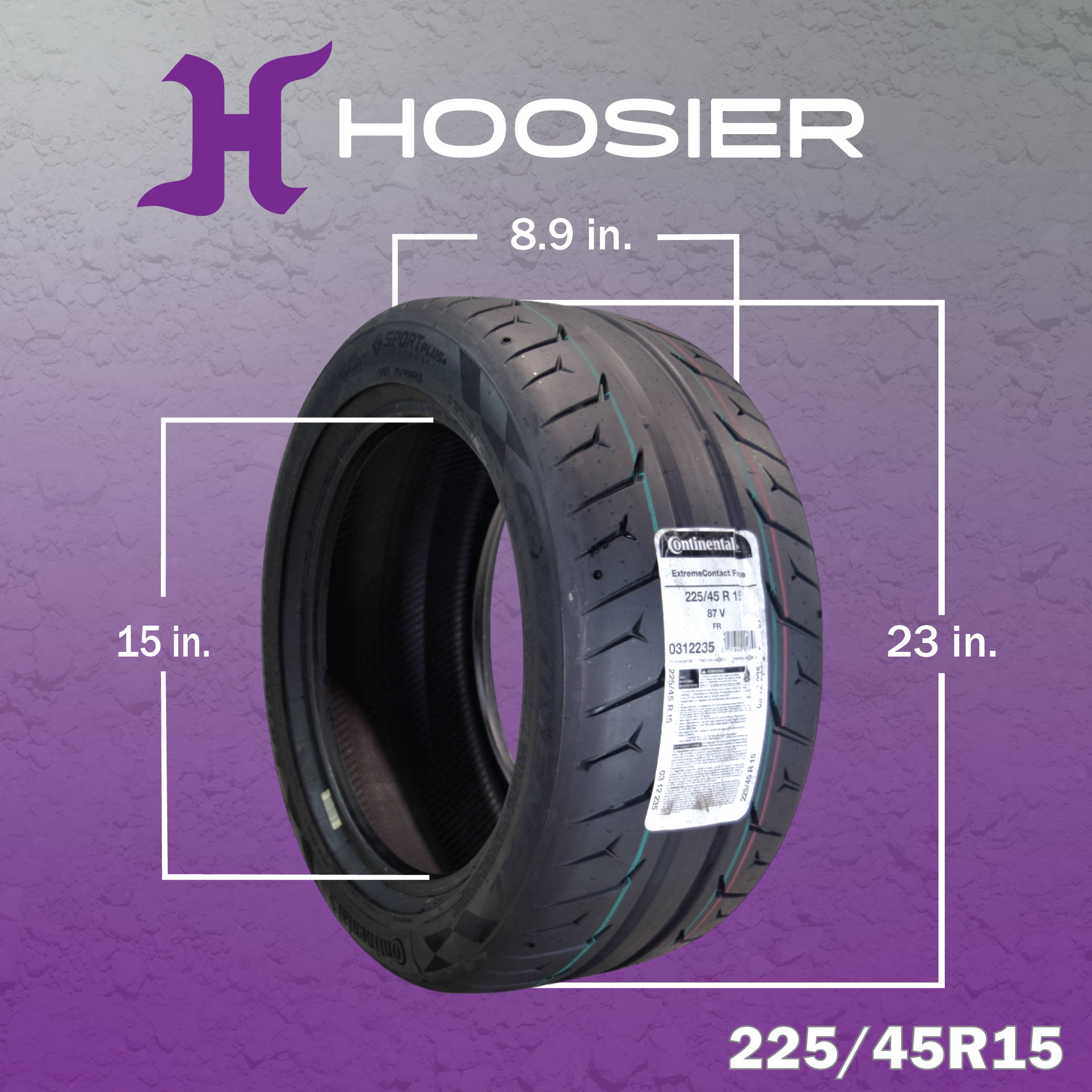 Conti by Hoosier Racing Tire 225/45R15 87V SL CONTACT FORCE - Ultra-High Track Performance Tire with Hoosier Keychain (4 Pack)