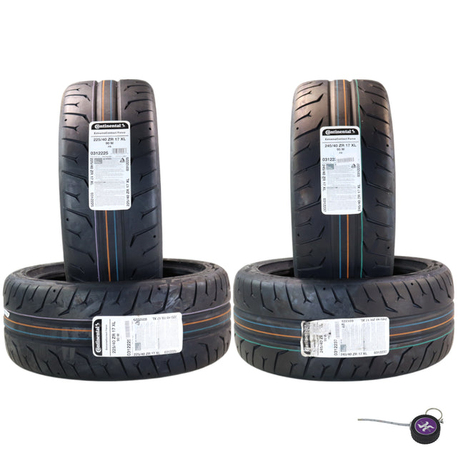 Conti by Hoosier Racing Tires 225/40R17 90W XL CONTACT FORCE and 245/40R17 95W XL CONTACT FORCE - Ultra-High Track Performance Tires with Hoosier Keychain (4 Pack)