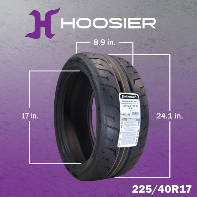 Conti by Hoosier Racing Tires 225/40R17 90W XL CONTACT FORCE and 245/40R17 95W XL CONTACT FORCE - Ultra-High Track Performance Tires with Hoosier Keychain (4 Pack)