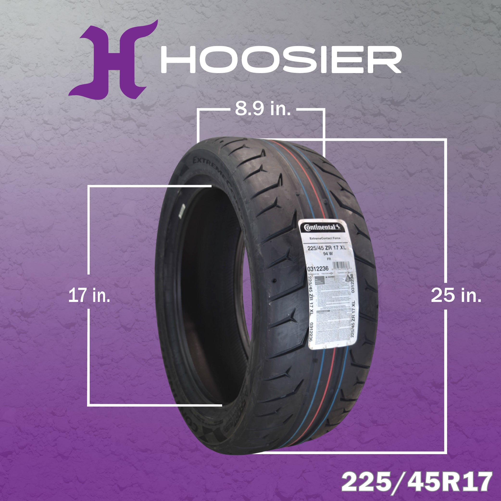 Conti by Hoosier Racing Tire 225/45R17 94W XL CONTACT FORCE - Ultra-High Track Performance Tire with Hoosier Keychain