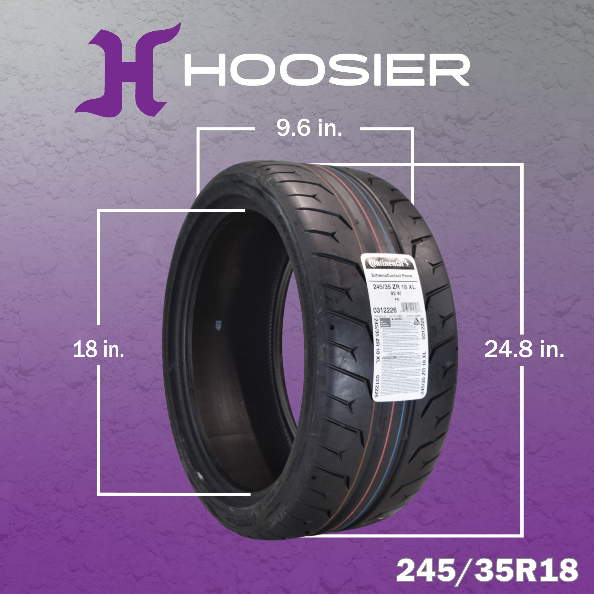 Conti by Hoosier Racing Tire 245/35R18 92W XL CONTACT FORCE - Ultra-High Track Performance Tire with Hoosier Keychain (2 Pack)