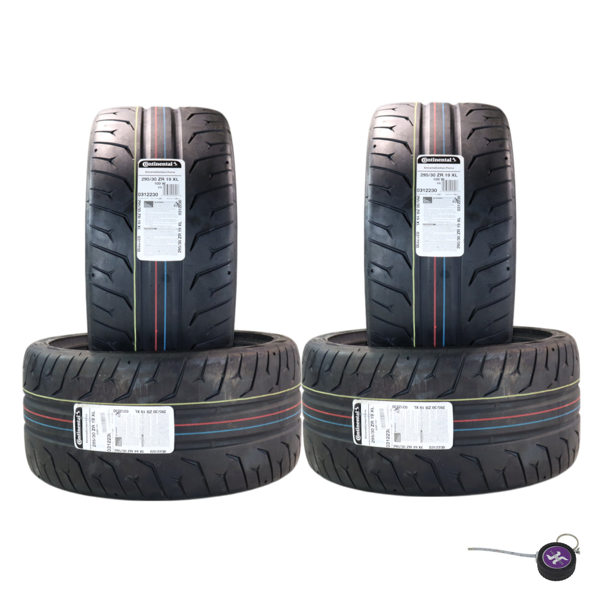 Conti by Hoosier Racing Tire 295/30R19 100W XL CONTACT FORCE - Ultra-High Track Performance Tire with Hoosier Keychain (4 Pack)