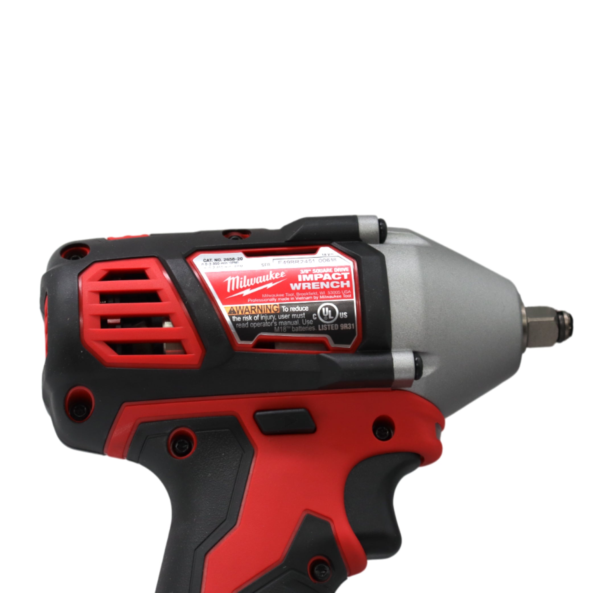 Milwaukee 2658-20 M18 18V 3/8" Cordless Impact Wrench with Friction Ring, Tool Only