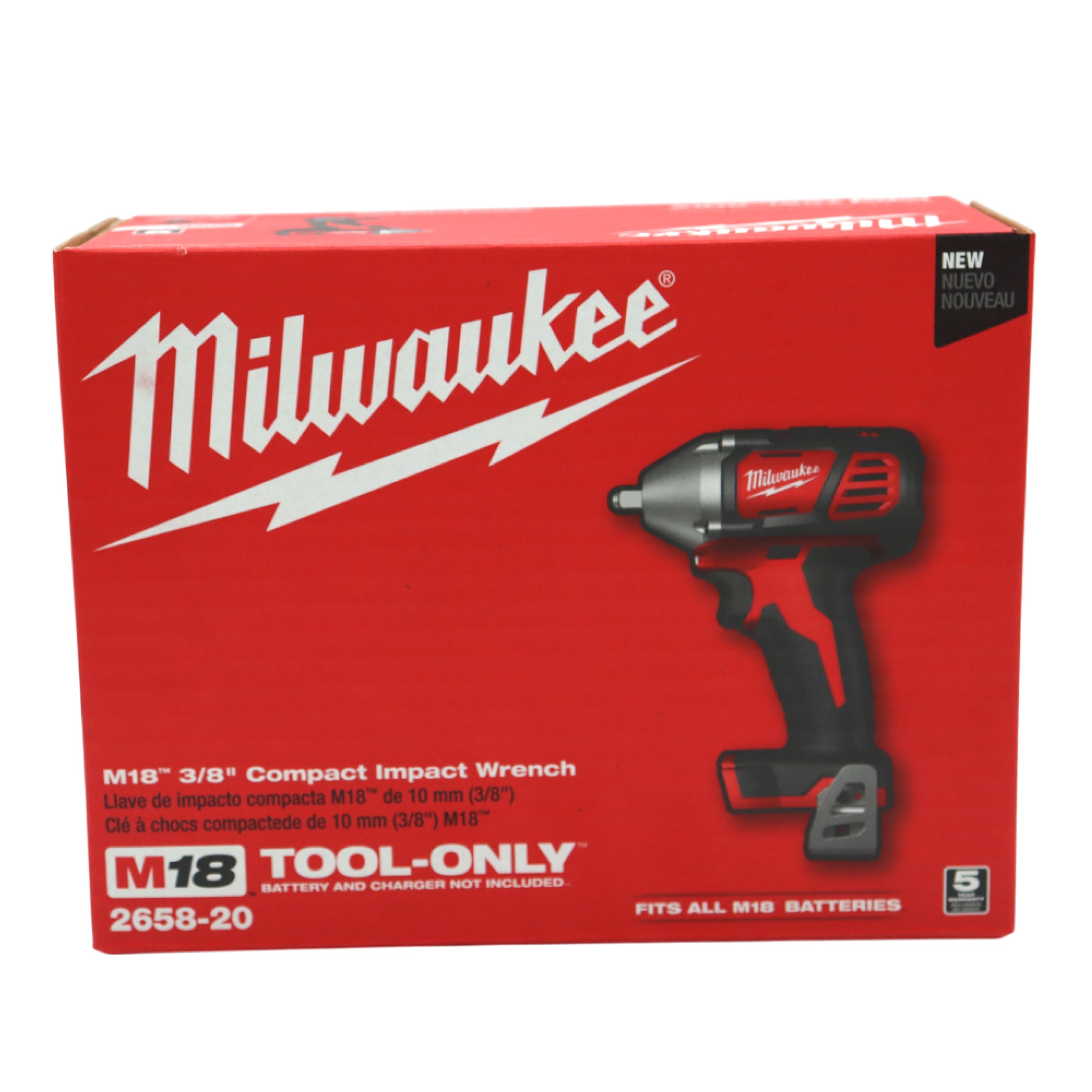 Milwaukee 2658-20 M18 18V 3/8" Cordless Impact Wrench with Friction Ring, Tool Only
