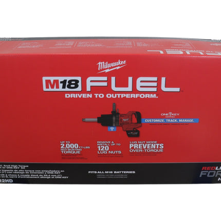 Milwaukee 2869-22HD M18 FUEL 18V Lithium-Ion Brushless Cordless 1 in. Impact Wrench Extended Reach D-Handle Kit w/Two 12.0 Ah Batteries