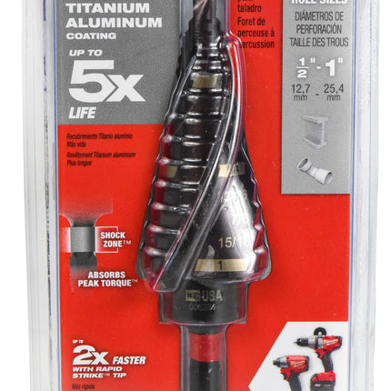 MILWAUKEE 48-89-9248 SHOCKWAVE Impact Duty Step Bit #8, 1/8" - 1"