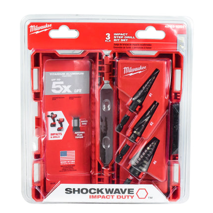 Milwaukee 48-89-9254 SHOCKWAVE High Speed Steel Impact Duty Step Bit 3 pc Set