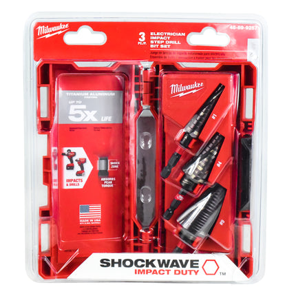 MILWAUKEE 48-89-9257 SHOCKWAVE Impact Duty Step Bit Electrician Set (#1, #4, #9)