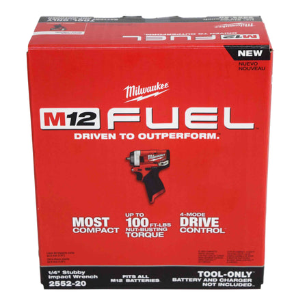Milwaukee 2552-20 M12 FUEL 1/4inch Cordless Stubby Impact Wrench (Bare Tool Only)