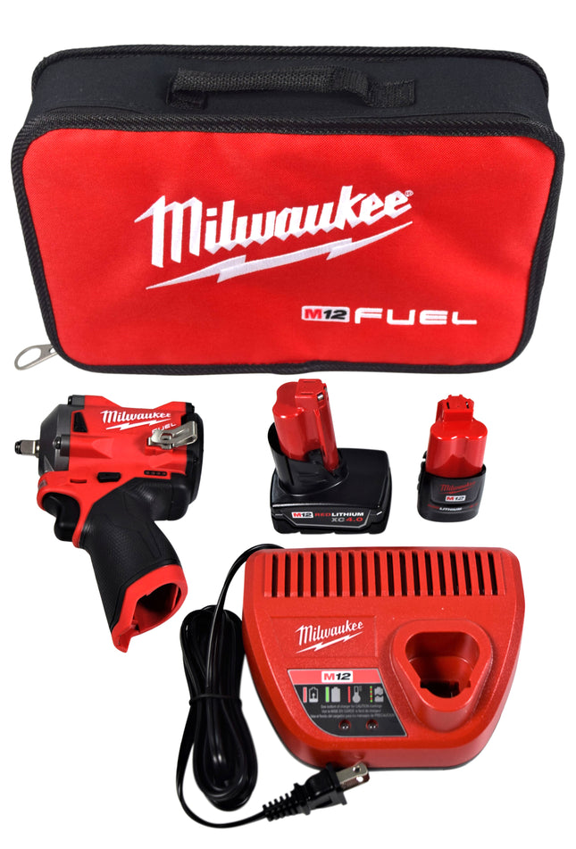 Milwaukee 2554-22 M12 FUEL 12V Stubby 3/8 in. Impact Wrench Kit