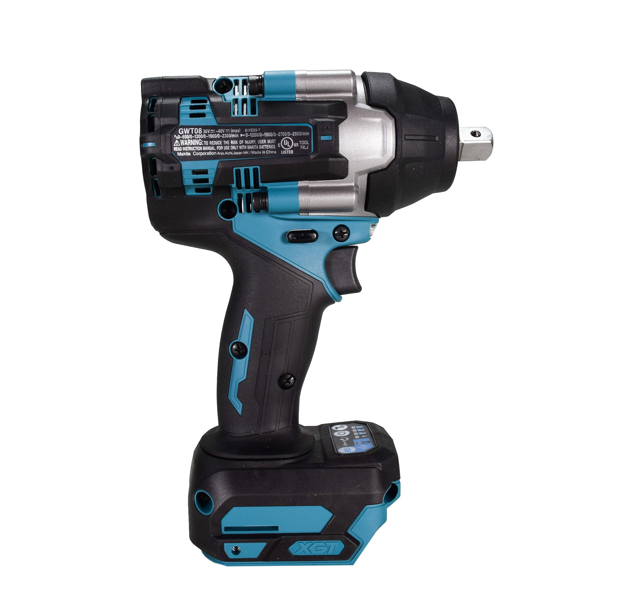 Makita GWT08D 40V max XGT Brushless Cordless 4‑Speed Mid‑Torque 1/2" Sq. Drive Impact Wrench Kit w/ Detent Anvil (2.5Ah)