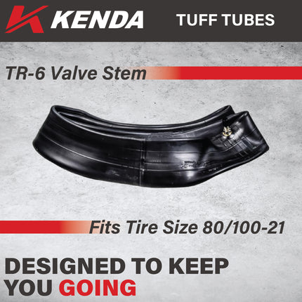 Kenda Heavy Duty Off-Road Inner Tube 80/100-21 - Butyl Rubber Construction with TR-6 Valve Stem for Reliable Air Retention, Puncture Resistance & Durability for Motocross, & Enduro with Keychain