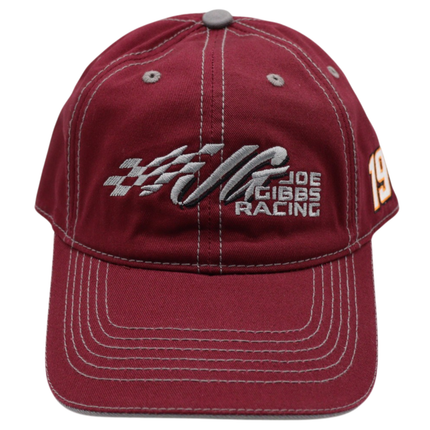 Joe Gibbs Racing #19 Maroon Cotton Baseball Cap with Embroidered Logo & Adjustable Hook and Loop Closure