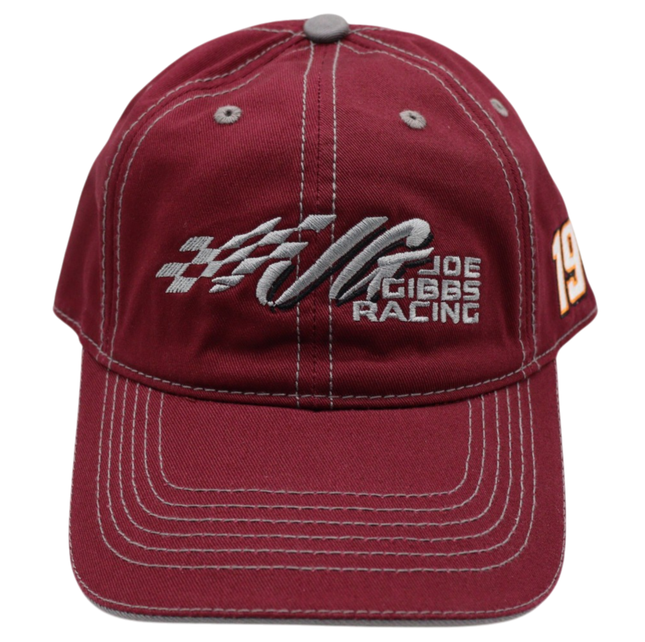 Joe Gibbs Racing #19 Maroon Cotton Baseball Cap with Embroidered Logo & Adjustable Hook and Loop Closure