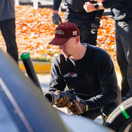 Joe Gibbs Racing #19 Maroon Cotton Baseball Cap with Embroidered Logo & Adjustable Hook and Loop Closure