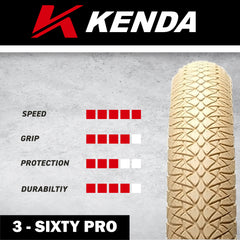 Kenda 3-Sixty Pro TR 120tpi Fold Tan 20x2.25 Bicycle Tire & Keychain (Single)