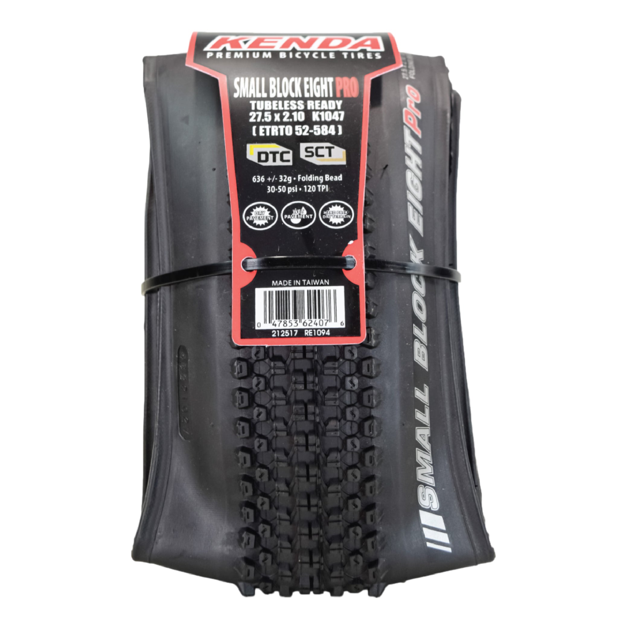 Kenda Small Block Eight Pro K1047 Bike Tire - 26x2.35, 26-Inch MTB Tire, Folding Bead, Tubeless Ready, Aggressive Tread for Trail & Cross-Country Riding with Kenda Keychain