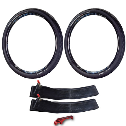 Kenda Small Block Eight Pro K1047 Bike Tire - 29x2.10, 29-Inch MTB Tire, Folding Bead, Tubeless Ready, Aggressive Tread for Trail & Cross-Country Riding + Kenda 29x2.00-2.40 Tube + Keychain (2 Pack)
