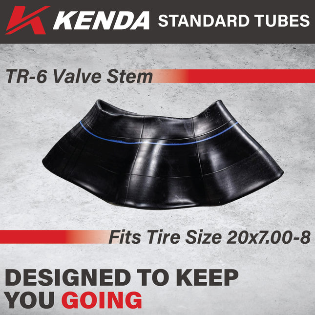 Kenda Heavy Duty ATV Inner Tube 20x7-8 – Butyl Rubber Construction with TR-6 Valve Stem for Reliable Air Retention, Puncture Resistance & Durability; for ATV & Quad Off-Road Riding w/Keychain(2-Pack)