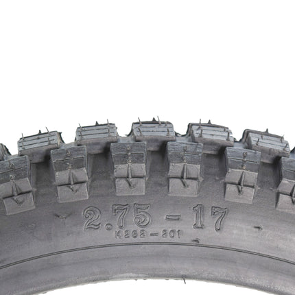 Kenda Small Block K262 2.75-17 Tube-Type (TT) Tire & TR-4 275/300-17 Tube for Small Street and Trail Bikes, Dirt Bikes, and Scooters - Durable Off-Road and On-Road Performance with Keychain