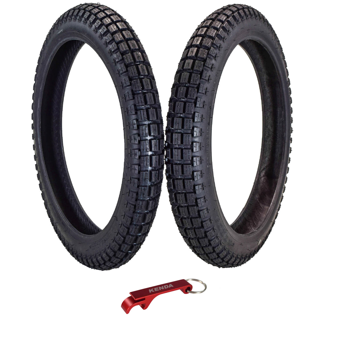 Kenda Small Block Trail Bike Front/Rear Tire Set - 2.75x17 - Tube Type fits all Honda CT90 1967-1979 & CT110 1980-1986 (2 Pack)