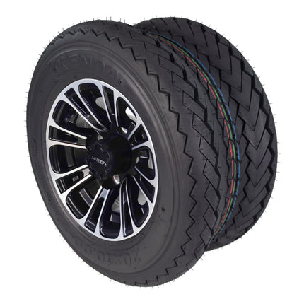 Kenda Hole-N-1 K389 20x10-10 Tubeless Golf Cart Turf Tire with 4-Ply Rating & Pre Assembled Matte Black Wheel with Keychain Hole in one 20/10/10 – Single