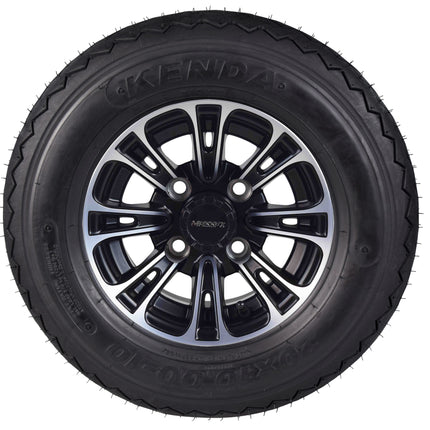 Kenda Hole-N-1 K389 20x10-10 Tubeless Golf Cart Turf Tire with 4-Ply Rating & Pre Assembled Matte Black Wheel with Keychain Hole in one 20/10/10 – Single